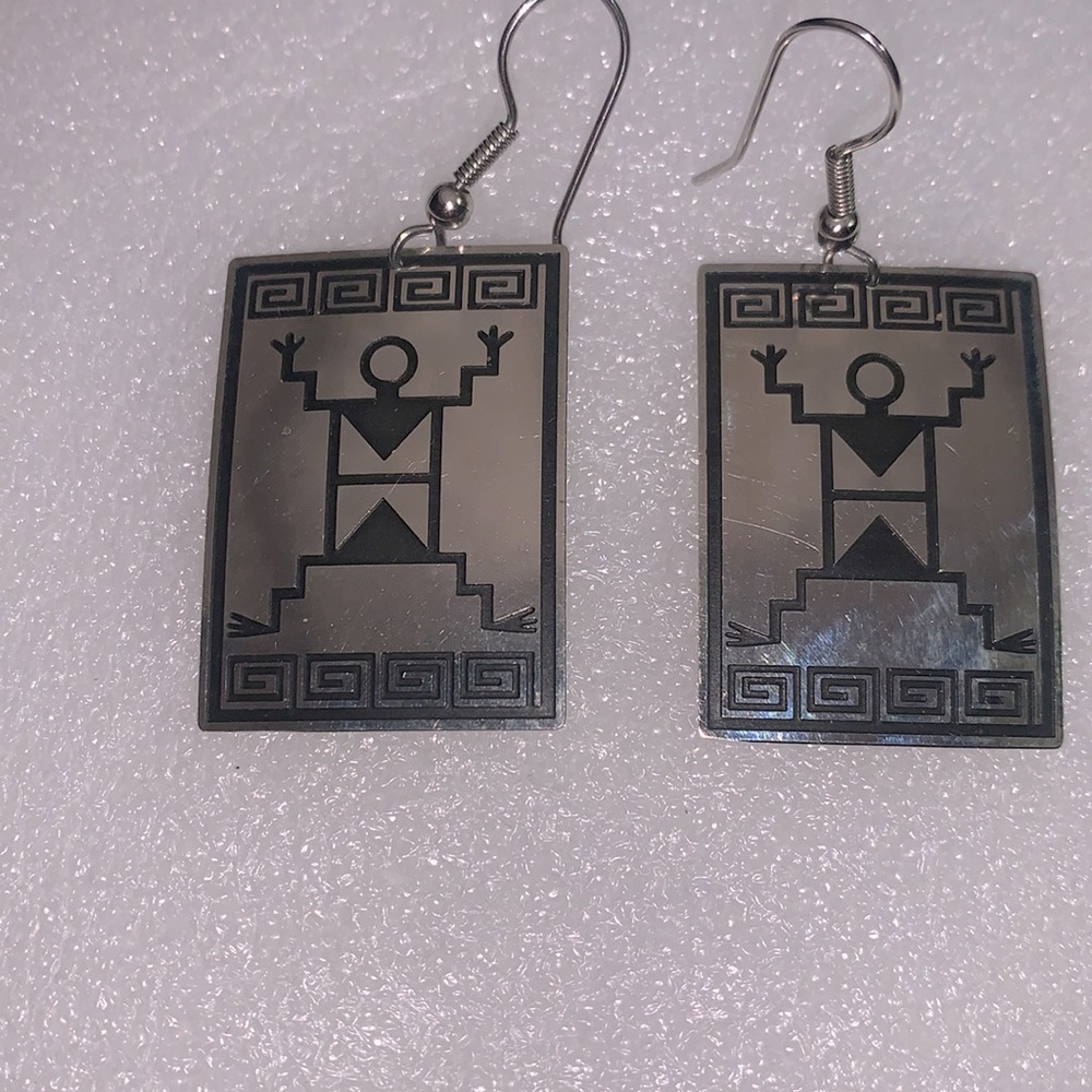 Silver Southwestern style dangle earrings